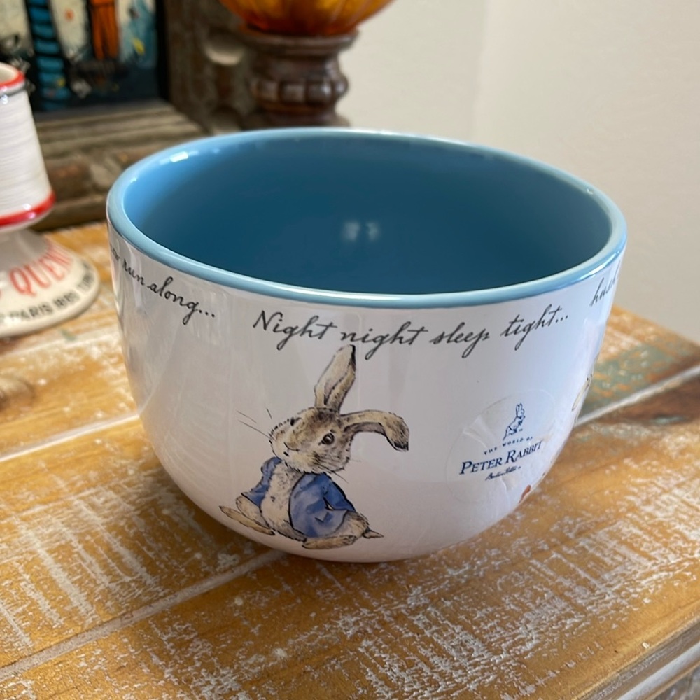 Beatrix Potter "Peter Rabbit" Blue/White/Black Large Ceramic Soup Mug